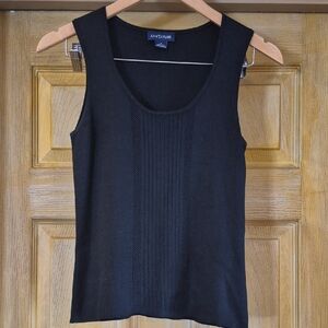 Ann Taylor Sleeveless 100% Silk Black Sweater Top Shell Front Detail Size Small